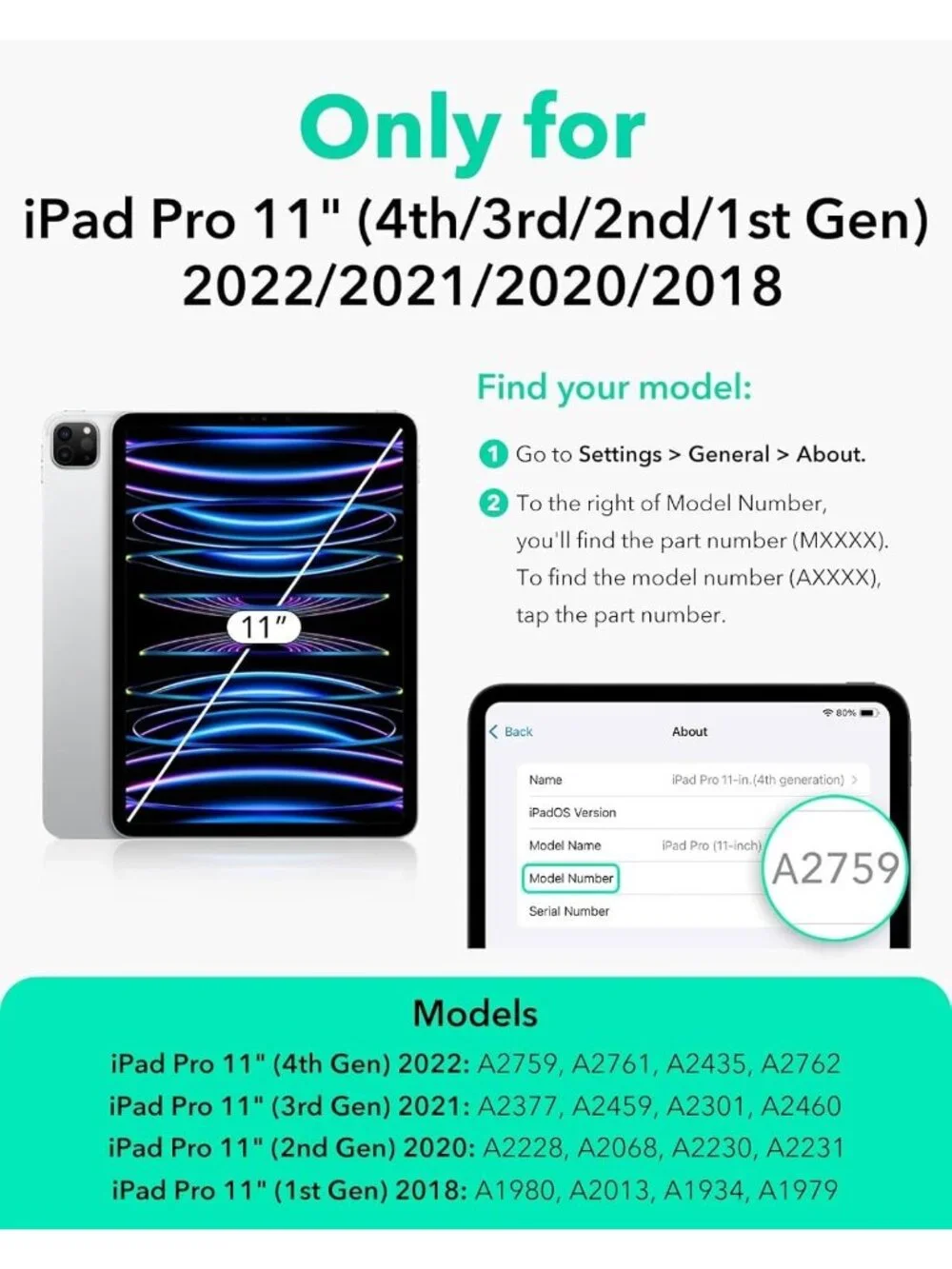 ESR iPad Pro 11 Case (1–4 Gen) Magnetic Cover, Pencil Charge, Multi‑Angle Stand
